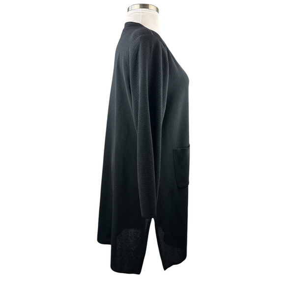 Exclusively Misook Long Ribbed Cardigan Black Duster Pockets Button Plus Size 3X - Picture 13 of 16